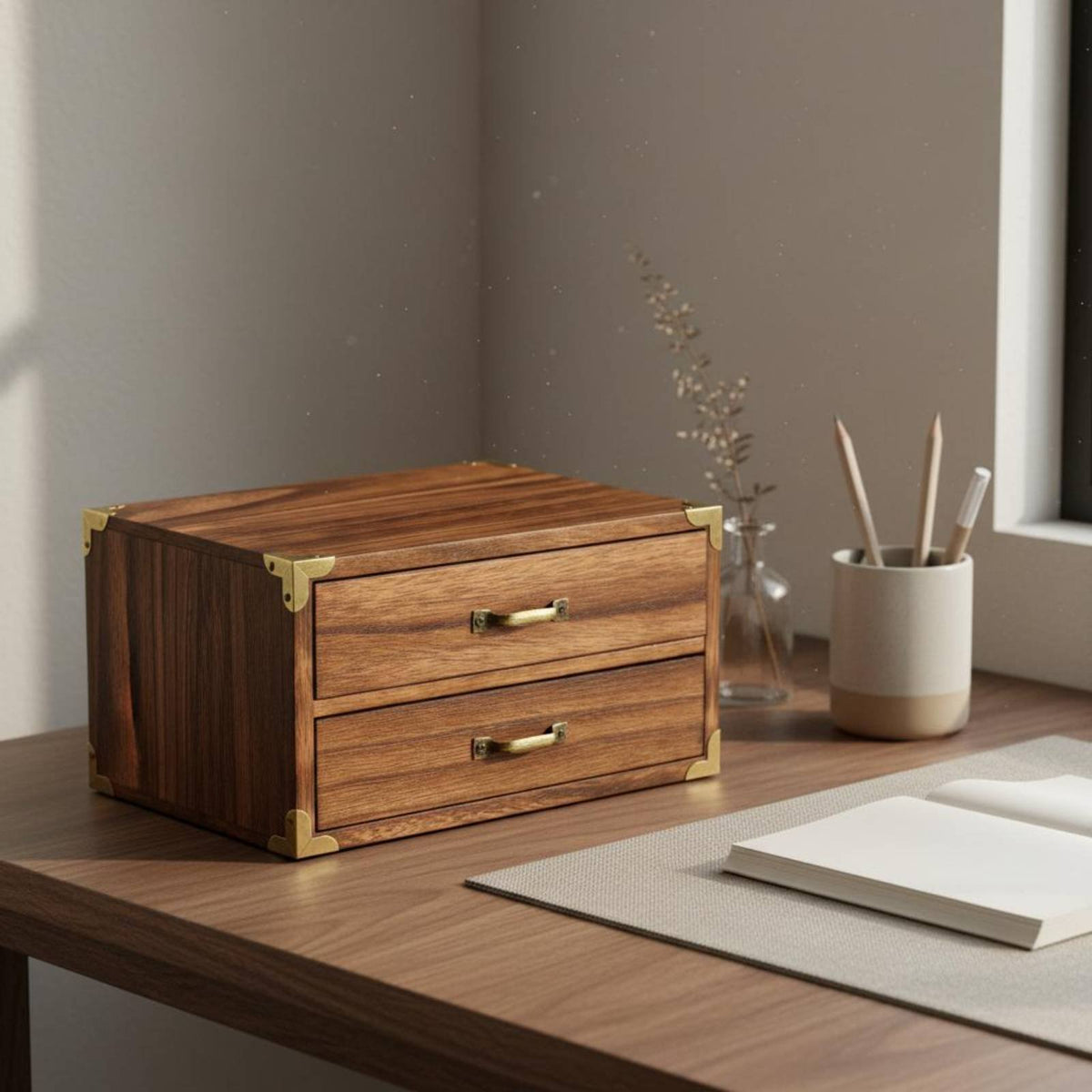 Wooden Drawer Organizer Space-Saving Retro Desktop Storage Box Rustic Storage Drawers Versatile Apothecary Cabinet Pre-Assembled