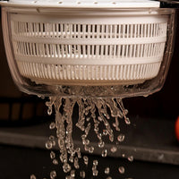 Hand-Crank Salad Dryer Manual Lettuce Dryer Low-Height Salad Dryer with Strainer Transparent for Kitchen Prep, Countertop