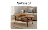 Unrestricted Form Coffee Table Double-layer Storage Kidney-shaped Accent Table Retro Wooden Construction Unique Shape Suitable for Homeowners Living Room Home Decoration