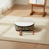 Tabletop Frame Drum with Wooden Drumsticks Floral Frame Drum with Drumsticks Padded Percussion Instrument Easy to Play for Music Teachers, Kids, Toddlers, Classroom, Playroom