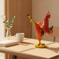 Kung Fu Cockerel Sculpture with Bottle Combat Arts Cockerel Figurine Funny Vivid for Collectors, Living Room, Entryway, Desk, Shelf