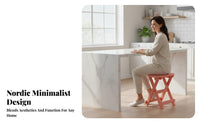 Foldable Wooden Stool with spinerest multifunctional Folding Chair for Families