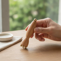 Wooden Facial Massager with Brass Tips Two-sidedEnded Facial Massage Tool with Brass Balls Handheld Rounded for Self-Care