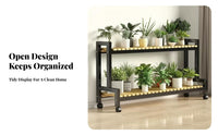 Four-Tier Rolling Planter Shelf Stepped Layout Four-Tier Rolling Plant Stand Mobile with Lockable Wheels Space-Saving