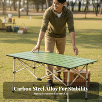 Foldable Design Folding Camping Table Carry Bag Included Portable Roll-up Table Sturdy & Stable Camp Equipment Tool-Tool-Less Assembly for Campers, Picnickers, Families, Street Market, Beach, Backyard, Fishing
