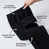 Fleece Lined Tights for Women with Elastic Waist and Ribbed Material, Thermal Leggings for Hiking and Walking, Plus Size Up to 6XL