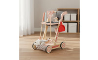 Educational Wooden Pretend Housekeeping Trolley Good Hygiene Habits Wooden Cleaning Trolley Toy Multifunction for Girls, Playroom, Home