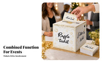 Gold Confetti Ticket Box Firework Print Raffle Ticket Box