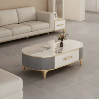 Coffee Table with Storage Drawer Faux Stone Finish Coffee Table with Drawer Modern for Living Room