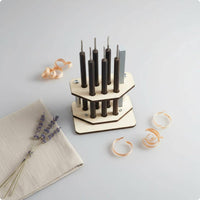Wooden Carving Tool Rack Round Slots Carving tools Rack Metal Fasteners Storage
