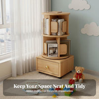 Revolving Book Revolving Book Organizer with Drawer 360° Rotating Design