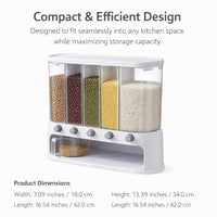 Rotating Grain Dispenser, Food Storage Container, Cereal Dispenser Box, Kitchen Organizer, 6 Compart - Image 5