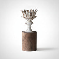 Candle Holder Distressed Candlestick Candle Stand with Wood Base Vintage Decor for Mantel