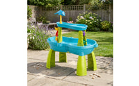 Outdoor Sand and Water Table with Toys Two-Level Beach Play Table with Pail Educational Water Playset with Accessories Easy to Clean for Backyard