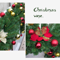 Christmas Vine Snowflake Decoration, PVC Hanging Ornament, 270CM Red-Gold Vine