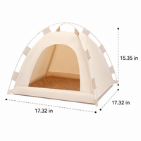 Waterproof Outdoor Cat House, Pet Tent with Removable Mat, All-Season Washable Fabric Coffee Cat House for Garden