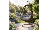 Outdoor Egg Chair with Stand Rattan Hanging Egg Chair Indoor Furniture Wicker for Adults, Patio, Balcony, Living Room, Sunroom
