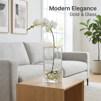 Gold Rimmed Glass Vase, Japanese Style, Handmade