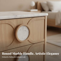 Single-Drawer End Table Minimalist aesthetic Nightstand Stone-Look Top Multi-Purpose for Homeowners, Students
