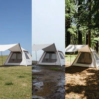 Quick Setup Inflatable Tent with Awning Heavy Duty Air Tent with Canopy Breathable Inflatable Cabin Spacious for Families
