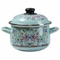 Enamel Soup Pot Decorative Print Enamel Stockpot Easy to Clean