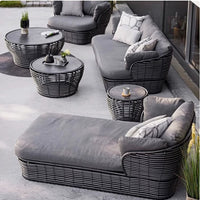 Outdoor PE Rattan Lounge Sofa Set with L-shaped Configuration