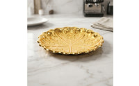 Metal Tray with Scalloped Edge Round Embossed Floral Tray Decorative Metal for Dressing Table, Photo Prop