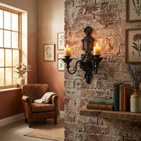 Double Scroll Candle Sconce Ornate Home Decor Scrollwork