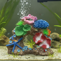 Aquarium Resin Coral Reef Ornament with Aeration Function, Mermaid Mountain Rock Decor