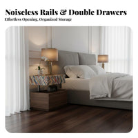 Two-Level Side Table Installation Nightstand Minimalist and Design Bedside Cabinet for Renters, Residents, Apartment, Hotel Room, Hallway