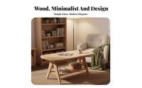 Elliptical Coffee Table Solid Wood Storage Drawers Oval Shape V-shaped Legs Space-saving Suitable for Families Living Room