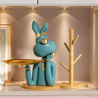 Metal Rabbit and Deer Figurine Key Tray for Entryway Living Room Housewarming Gift
