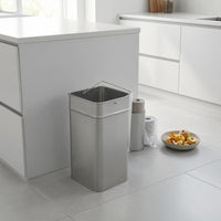 Square Metal Trash Can Insert Side Handle Loop Galvanized Metal Container Rounded Top Edges Household Bin