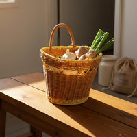 Woven Hanging Basket With Handle Hanging Woven Basket Long-Lasting for Bathroom