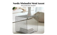 Square Metal End Table Nordic Design Minimalist Wire Frame Table Space-Saving