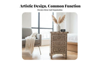 2-Drawer Nightstand with Floral Painting Distressed Finish Bedside Table Vintage Look Curved Legs for Apartment Dwellers