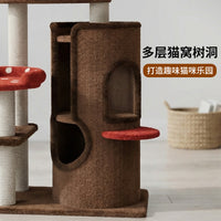 新款猫爬架蘑菇屋猫窝一体型秋千床剑麻猫抓板猫抓柱猫玩具跨境