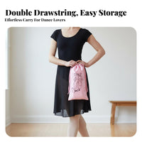 Ballet Footwear Pouch Portable Dance Bag Silky Texture Drawstring Dance Pouch for Dancers, Ballerinas, Recitals