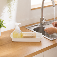 Kitchen Sink Organiser, Sponge Holder for Kitchen Sink with Perforated Drainage, Countertop Modern Rectangular Design