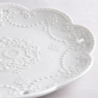 Tiered Ceramic Fruit Stand, Silver Crown