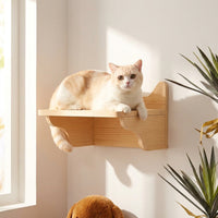Climbing Tree for Indoor Cats, Solid Wood Wall-Mounted Shelf Set with Furniture Steps, Large Kitten Hammock and Scratching Surface, Space Saving