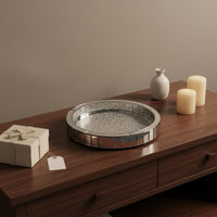 Rotating Makeup Organizer Sparkling Design Rotating Cosmetic Tray Easy to Reach Round Crystal Tray for Dresser