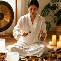 Brass Handheld Singing Bowl Set for Meditation and Yoga