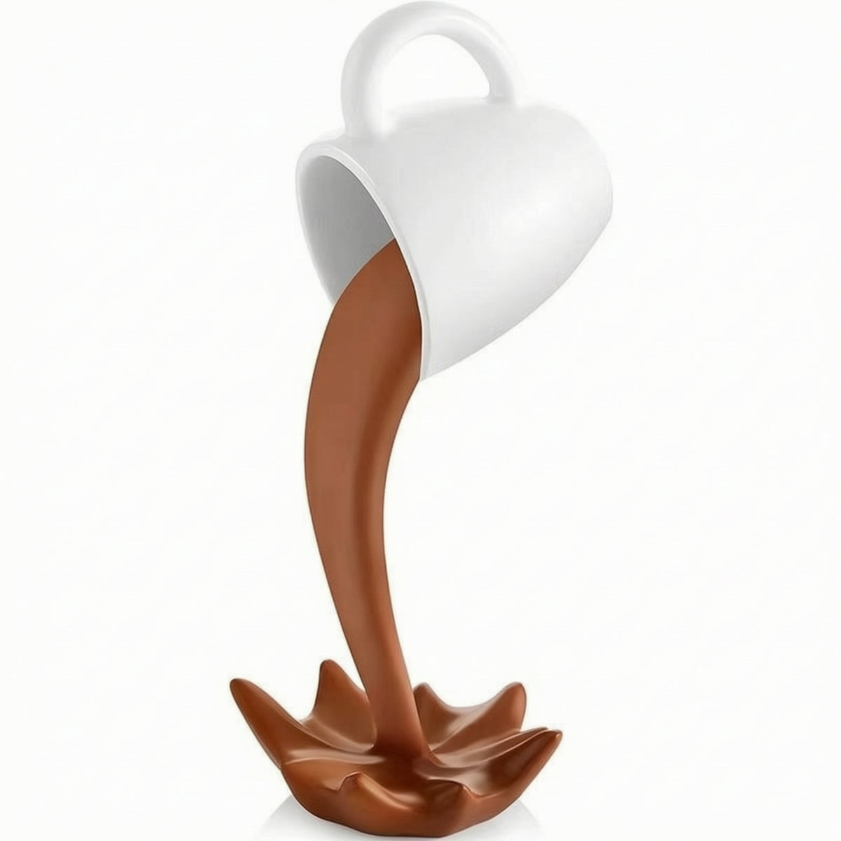 Cup with Pouring Stream Floating Desktop Ornament Glossy for Desk, Coffee Lovers