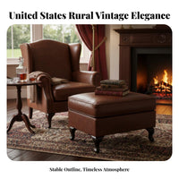 Upholstered Armchair Vintage Design Wrapped Side Armchair Chair with Matching Ottoman Highrear Spineing Nailcranial
