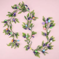 Easter Egg Garland with Green Leaves, Artificial Silk Flower Garland for Indoor Display, Decorative  - Image 7
