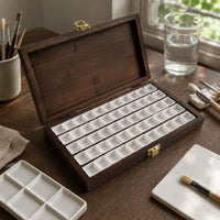 60-Slot Storage Box Hinged-Lid Bamboo Storage Box Dark Wood