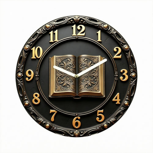 Round Analog Wall Timepiece 12-Hour Clock Face Home Decor Easy to Read