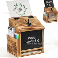 现货跨境木质信件箱带锁壁挂式信件投票收纳箱捐赠箱投递箱信箱