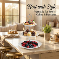 Tiered Ceramic Fruit Stand, Silver Crown